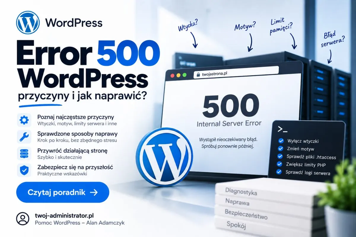 Error 500 WordPress, przyczyny i jak naprawić
